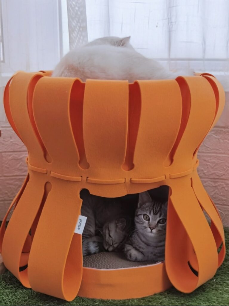 Fortress Traveller-Silence – Orange 組み立て式 爪とぎ猫ハウス