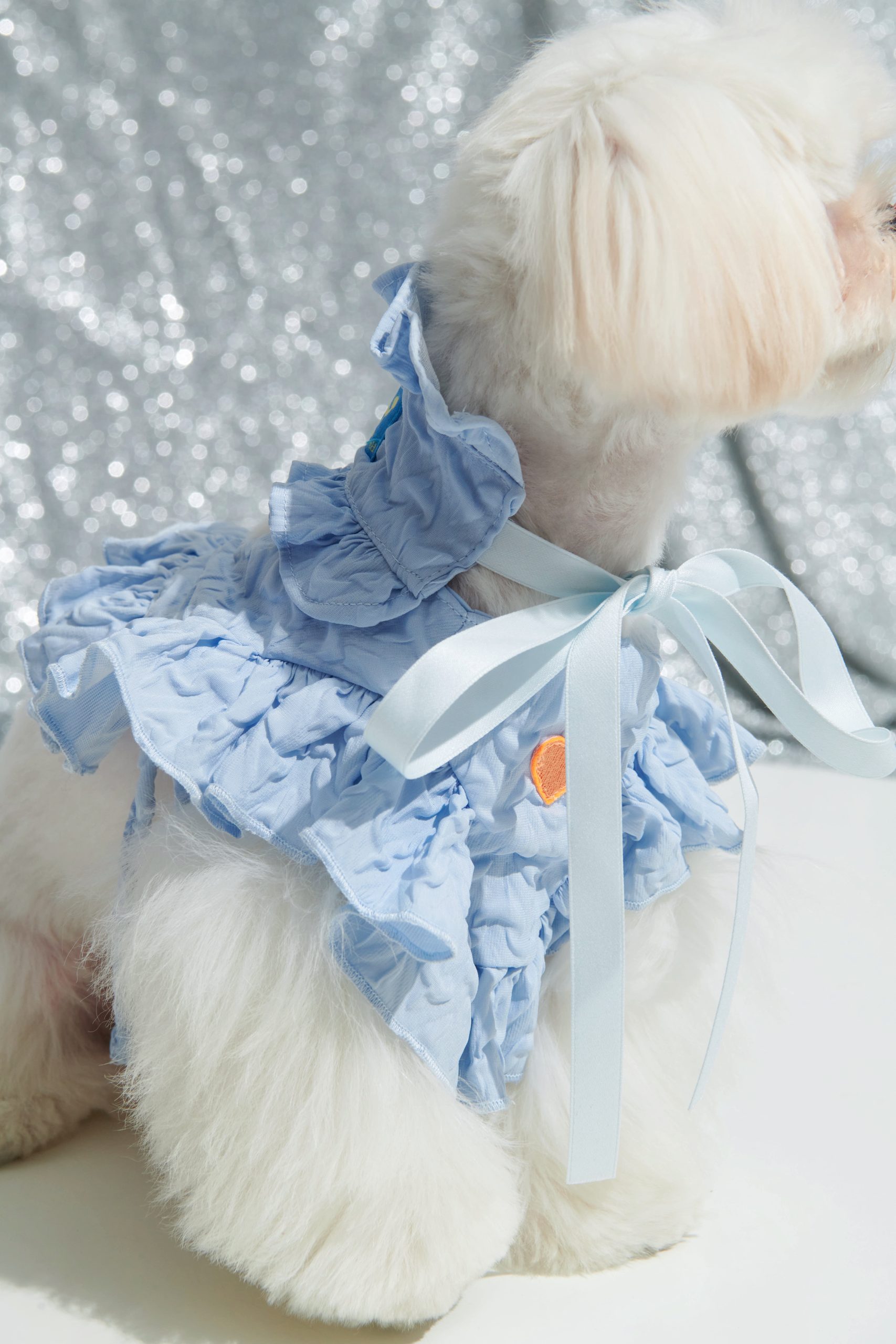 Ruffle Bib&headband -Baby Blue